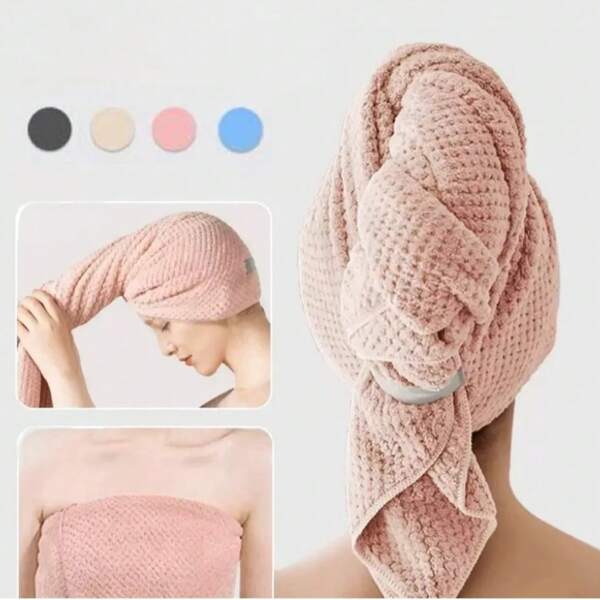 1/2 grote microvezelhanddoek voor dames, superabsorberend, snel drogend haar, handdoek voor lang en kort haar, handdoek met elastiek, geschikt voor badkamerdecoratie, herfstdecoratie en haarnetje voor het nieuwe schooljaar