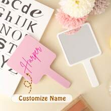 Customized Hand Mirror, Personalized Hand Mirror, Wedding Accessories, Name Plate, Personalized Memorial Gift, Bridesmaid, UV Printing, Beauty & Health, Fashionable Autumn, Perfect Wedding Souvenir - Multicolor - View 1
