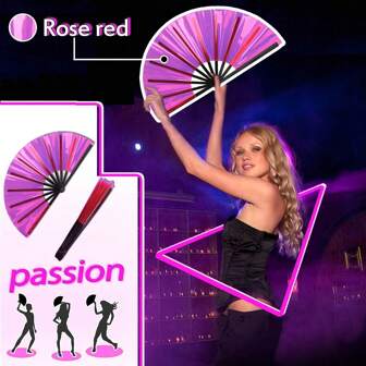 1pc Holographic Laser Foldable Hand Fan, Handheld Laser Holographic Fan, Suitable For Festivals, Rainbow Costumes, Disco Parties, Home Decor, Applicable For All Occasions (Plastic Product, Scratches Unavoidable)