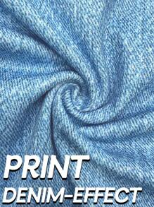 Plus Size Women High Stretch Tight 3/4 Leggings, All-Over Bowknot Print Design Casual Comfortable Knitted Pants, Suitable For Sports, Outdoor Activities - Baby Blue - View 9