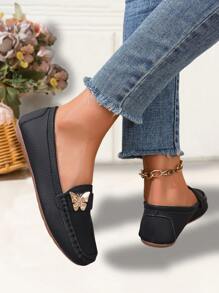 Women's Flat Casual Slip-On Loafers, Soft Leather Breathable Nurse Shoes, Fashion Versatile Lightweight Mom Shoes