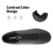 Men's Outdoor Athletes Cleats Football Boots Soccer Shoes Sneakers And Teen Training - Black - View 5