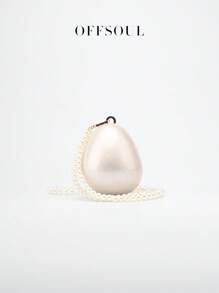 White Wedding Bridal Handbag With High-End Pearl & Acrylic Marble Elements, Elegant Tote Bag For Wedding, Party, Beach, Formal Occasions, Shoulder & Crossbody Strap, Elegant Pearl Clutch, Prom Bag For Party