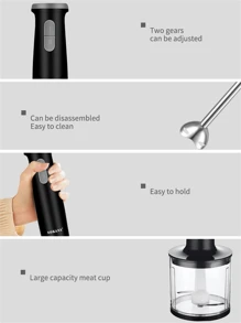 SOKANY 1 Stück elektrischer Handmixer, 2-Gang, 4-in-1: [Handmixer, Quirl, Fleischzerkleinerer, Messbecher], verwendet für Smoothies, Suppen und Dips, Edelstahl
