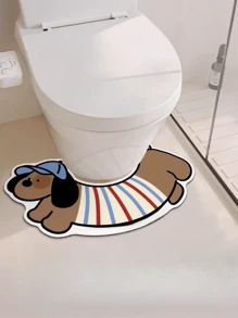 1 件马桶座套，防溅速干，易清洁浴室地毯，硅胶材质，卡通设计，防滑速干垫