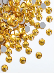 2000pcs 3-6mm Yellow Flat Back Resin Rhinestones, Round Jelly Gemstones For Making Accessories Shoes, Clothes, Cosmetics, Bags, Decoration