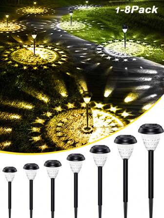 8Pack Ultra Bright Solar Outdoor Lights Decorative, Faster Charge Solar Pathway Garden Lights Up To 12H Auto On/Off, Solar Lights Outdoor Waterproof For Walkway Yard Lawn(1/2/6/8Pack)