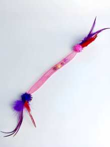 1pc Elastic Net Catnip Ball Cat Toy, Self-Entertainment Chew Toy With Feather For Young Cats, Pet Supplies