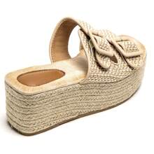 Sandalias de cuña con hebillas extra grandes y suela de cuerda - Estilo bohemio chic - Beis - Ver 5