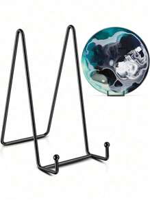 1pc N-Shaped Metal Iron Stand, Craft Display Holder, Plate Easel, Photo Frame Holder - Black - View 1