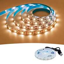 DC5V USB Warm White LED Strip Lights 1M/60 LEDs, Cuttable Flexible 1M-5M Length Options For Cabinets, Mirrors, TV Backlight, Bedroom & Festival Decor DIY