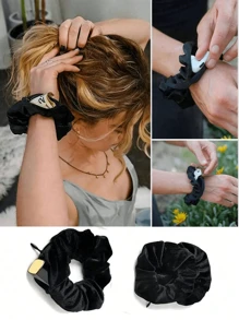 1/3pcs-Multi-Functional Hair Tie Storage Pouch - Portable Money Hider & Organizer, Non-Waterproof, Zippered Scrunchie Elastic Hair Tie With Secret Pocket For Keys, Cash, Headset, Accessory Storage - Fashionable Polyester Hair Band Accessory, Large Capacity Makeup Organizer Makeup Case, For Lipstick, Brush, Skincare, Mobile Phone, Coin, Small Items, For Home, Gift, Vacation And Festival Halloween Christmas Multifunctional Use,Boho Vibes Home Bathroom Decor Fall Decor Back To School - Multicolor - View 10
