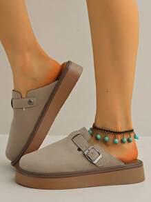 SOCTU Women's Spring New Round Toe Thick Sole Comfortable Slip-On Casual Fashion Mules - Khaki - View 5