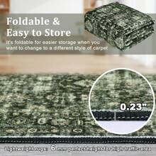 Machine Washable Living Room Carpet Vintage Printed Carpet Oriental Floral Carpet Soft Non-Linting Carpet With Non-Slip Backing For Bedroom Hallway Dining Room Office - màu xanh lá - Xem 4