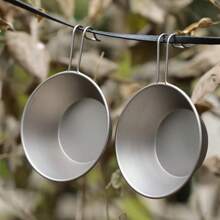 Tiartisan Tazón de camping de titanio de 260 ml con mango fijo, tazón de ensalada portátil ultraligero para picnic al aire libre, contenedor de alimentos - Plateado - Ver 1