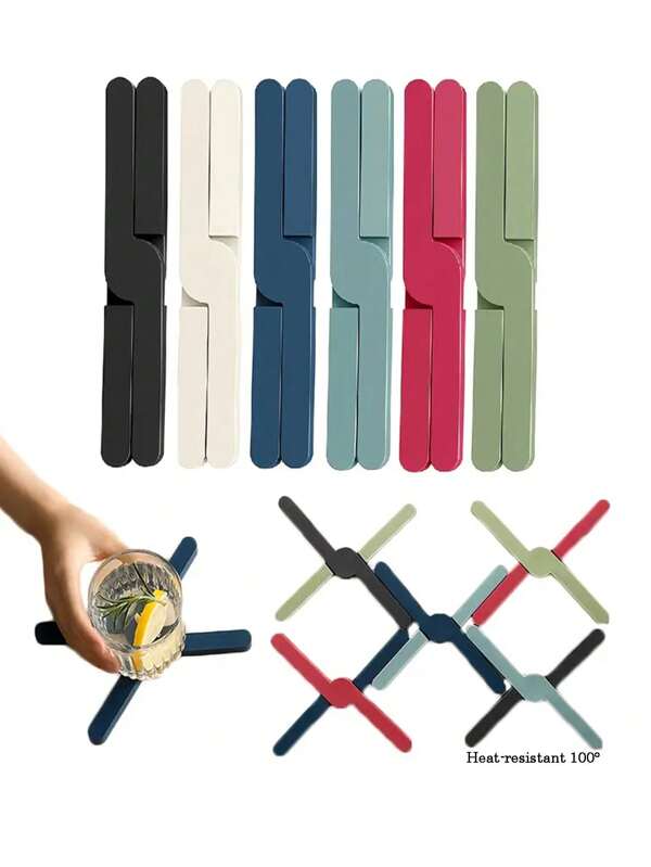 Posavasos con forma de X, manteles individuales plegables antideslizantes, engrosados, aislantes del calor hasta 100°C, accesorios de mesa y cocina