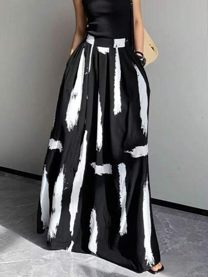 EARO Plus Size Casual Loose Elegant Fashion Versatile High Waist Skirt, Slimming Design