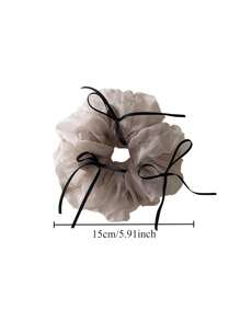 1个甜美韩式网纱蝴蝶结发圈，适合女性，可用于派对和正式场合，可作发绳、马尾辫发圈、发圈、发饰等。