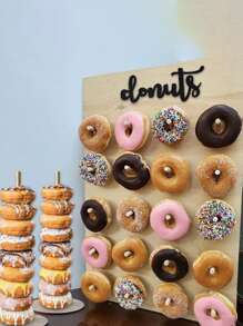 3 件木制甜甜圈展示架，甜点下午茶派对托盘，适用于婚礼、情人节、圣诞节