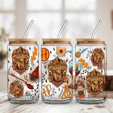 1pc 16oz Harry Potter House Personalized Creative Printed Glass Water Cup - Transparent - View 21