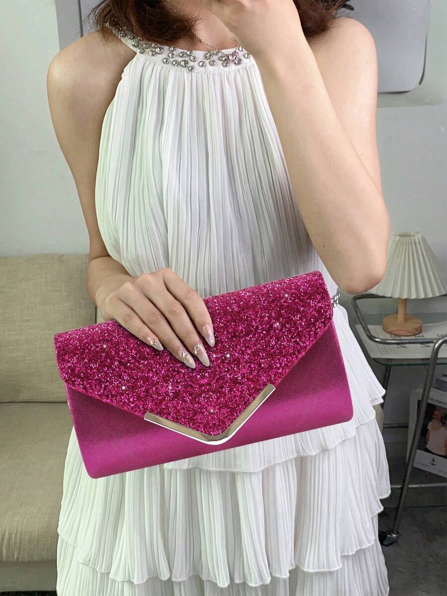 REMANLAND Tas Clutch Malam yang Berkilau, Tas Amplop Modis yang Elegan, Tas Tangan Pesta Pernikahan untuk Wanita, Tas Prom untuk Pesta