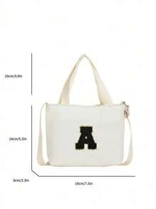 1Pc New Mini Casual Versatile Boys And Girls Diy 26 Letter Crossbody Bag For Back To School Season, Suitable For Kindergarten, Elementary School, Junior High School, High School And College Students, Suitable For Daily Use When Going Out To School, Outdoor Sports And Travel, With Random Prints. - White Bag Black 5.5 cm Letters - View 6