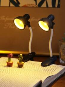 1 pieza Mini luz de libro con baterías, lámpara de lectura nocturna con brazo ajustable y pinza, luz para leer en la cama, luz de lectura por la noche y como iluminación de viaje al aire libre, lámpara de libro con pinza