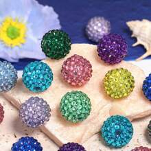 18x20mm 10/20pcs Pack Mix Colorful Plating Color Bulk Price High Quality Resin Rhinestone Ball Beads For DIY Beadable Pen Keychain Chunky Bubblegum Necklace Bracelet Jewelry Making