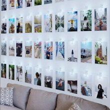 USB Powered Photo Clip String Lights, AA Battery Powered Clothespin Fairy Lights, 33FT/100 LED Fairy Lights With Photo Clips, 10M With 50 Clips/5M With 30 Clips/3 Meters With 20 Clips, Transparent Clips, Suitable For Dorm Room, Bedroom, Christmas, Party, Wedding Decor (Warm White) Gifts Birthday Graduation