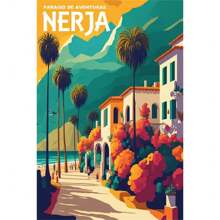 1pc Wall Arts Posters Optional Frame Travel Canvas Poster, Retro Travel Poster Malaga City Canvas Printing Art Village Beach Sunshine Coast Retro Wall Art Picture Mural Home Decoration, Frameless ,Wall Art With Frame - Multicolor - View 42