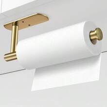 VAEHOLD Adhesive Paper Towel Holder Under Cabinet Wall Mount For Kitchen Paper Towel, Black Paper Towel Roll Holder Stick To Wall, SUS304 Stainless Steel(Black) - Gold - View 3