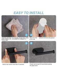 1 pieza Soporte de papel higiénico montado en la pared de acero inoxidable con instalación sin taladro