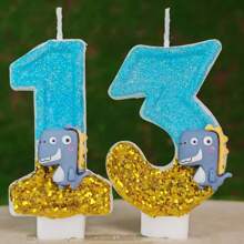 1pc Birthday Candle Numbers, Dinosaur Decoration 0-9 Candle Numbers, Romantic Party Favorite Numeral Candles For Birthday Cake Decor, Holiday Anniversary Party Cake Candle Numbers, Shiny Numerals Gifts Graduation