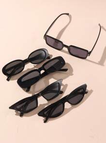 5 Pairs Of Teen Fashion Black Glasses For Holiday Seaside Street Photography Accessories
