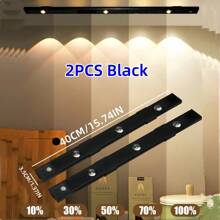 1pc/2pcs Rechargeable LED Motion Sensor Closet Light - 3 Color Changing Modes Wall Lamp, Suitable For Bedroom, Kitchen, Wardrobe, Self-Adhesive Cabinet And Shoe Rack Lighting (20/30/40cm, Black/White) - 3 Colors - View 23
