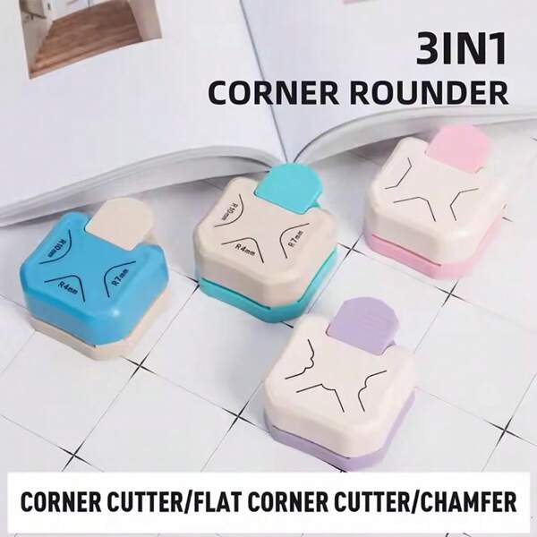 Set 3 in 1 per bordi arrotondati fai-da-te per scrapbooking - Taglierina per bordi di carta, foto e laminati di dimensioni multiple | Attrezzo decorativo per scrapbooking con perforatore, punzonatrice per fai-da-te, diari, e biglietti da visita, materiali per l artigianato scolastico e domestico