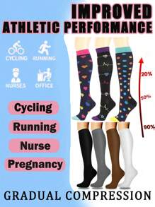 1 Pair/3 Pairs Of Compression Socks Are The Best Support For Women's Outdoor Sports Running Bicycles - Multicolor - View 1
