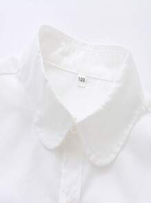 Camicia bianca a maniche lunghe con colletto versatile per ragazze, stile minimalista, indispensabile per la scuola e il casual