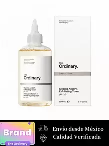 The Ordinary The Ordinary Glycolic Acid 7% Exfoliating Toner 240ml(Exfoliante,Antienvejecimiento, hidratación, control de aceite, poros meticulosos, blanqueamiento, reparación calmante