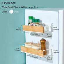 2pcs/Set,1pc Magnetic Adsorption Storage Rack ,Freely Movable Magnetic Wooden Storage Rack, Magnetic Storage Rack Magnetic Absorption Rack Wooden Storage Rack Kitchen Storage Rack Multi-Purpose Storage Rack