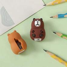 1 Pc Cute Capybara Design Manual Pencil Sharpener, Random Color & Style, Cartoon Handheld Pencil Sharpener Suitable For School & Office Use, For Pencils & Makeup Pencils, Compact Student Pencil Trimmer, Desk Decoration Portable Pencil Trimmer, Kids Learning Supplies Prize, Loved By Boys, Girls, School Supplies Back To School - Multicolor - View 7