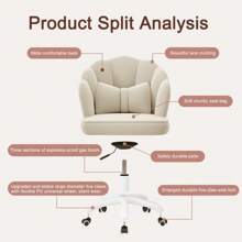 [Springtok]Office Chair Cute Petal Desk Chair, Modern Fabric Home Butterfly Chairs Height Adjustable Chair Makeup Chairs Computer Chairs - Pink and White - View 11