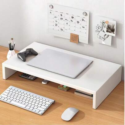 1pc Monitor Stand Riser Wood Monitor Riser Stand Computer Monitor Stand Desktop Oraganizer Shelf For Office Desk Computer