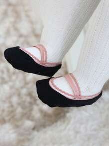 1pc Light Weight Lace Boat Socks For Kids, Suitable For Everyday Wear, Spring/Summer - Black - View 2