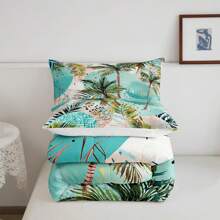 Castle Fairy Tropical Comforter Set Twin/Full/Queen/King Palm Tree Bedding Set 3pcs For Adult,Ocean Beach Theme Duvet Insert Watercolor Quilted Duvet,Twin Only 1 Pillowcase,Full/Queen/King Size 2 Pillowcases - màu xanh da trời - Xem 5
