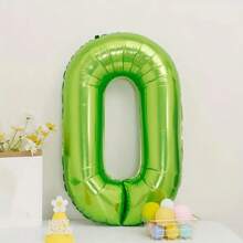 1pc 32-Inch Lime Green Mylar Number Balloon, Suitable For Spring, Birthday, Anniversary Party Decoration