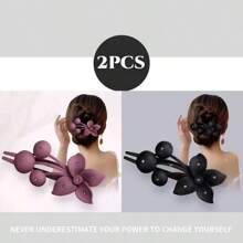 1 件装新款花卉发夹，时尚女士抓握夹，后脑勺圆盘夹，鳄鱼发夹，适合作为送给妈妈、女士和长辈的小礼物，适合返校