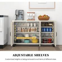 2025 New Giantex Buffet Cabinet  Storage Cboard - 3 Door Sideboard  Adjustable She, Cable Management Hol, Anti-Tipping Kits, Coffee Bar Console Cabinet For Living Room (Whitewash)