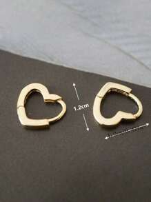 1pc Fashionable Gold Heart Shaped Stud Earrings, Suitable For Girls To Wear To Parties, Banquets, Festivals, Dates, Weddings And Other Occasions, Also An Ideal Birthday Or Back-To-School Gift