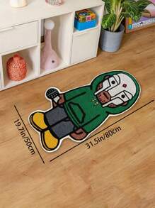 1 Piece Fun Pattern Soft Rug For Bedroom, Area Carpet With Cool Singer Man In Mask, Anti-Slip Carpet For Bedroom, Door Mat, Home Decor - Green - View 7